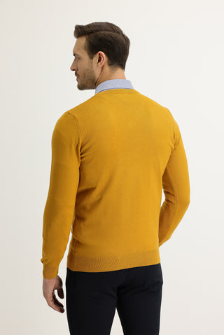  Safran V Yaka Regular Fit Triko Kazak