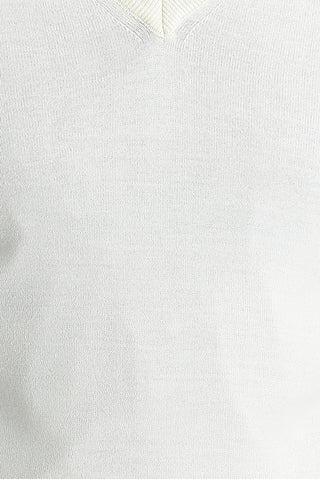  Ekru V Yaka Regular Fit Triko Kazak