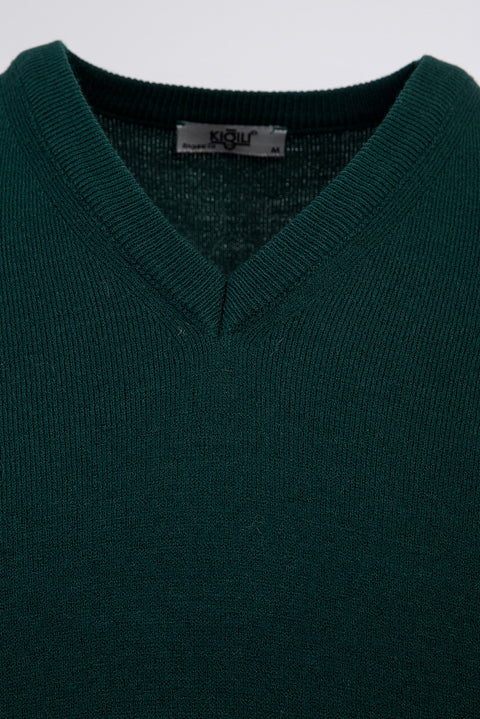 Açık Petrol V Yaka Regular Fit Triko Kazak