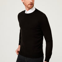 Siyah Bisiklet Yaka Regular Fit Triko Kazak