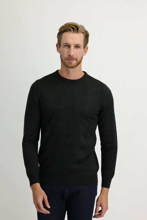 Koyu Füme Melanj Bisiklet Yaka Regular Fit Triko Kazak