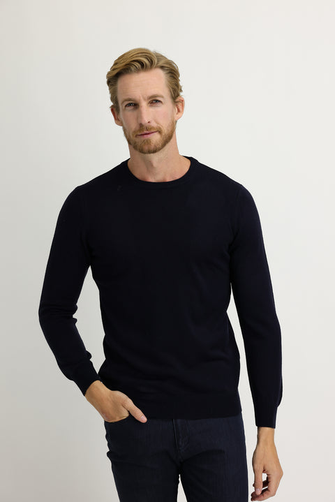 Orta Lacivert Bisiklet Yaka Regular Fit Triko Kazak