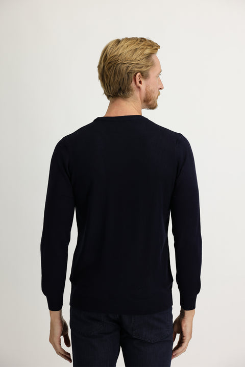 Orta Lacivert Bisiklet Yaka Regular Fit Triko Kazak