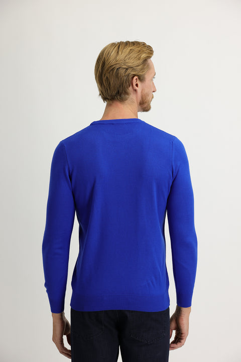 Kobalt Mavi Bisiklet Yaka Regular Fit Triko Kazak