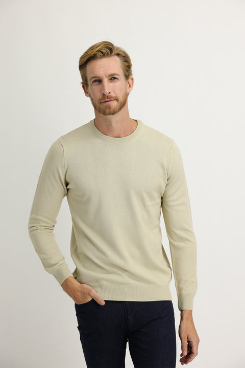 Koyu Bej Bisiklet Yaka Regular Fit Triko Kazak