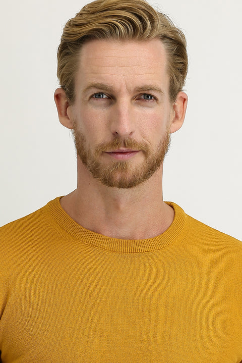 Safran Bisiklet Yaka Regular Fit Triko Kazak