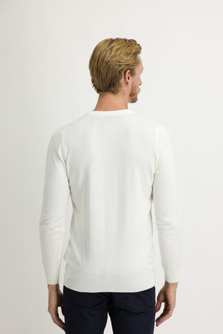  Ekru Bisiklet Yaka Regular Fit Triko Kazak