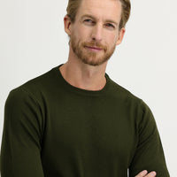 Medium Khaki Crew Neck Regular Fit Knitted Sweater