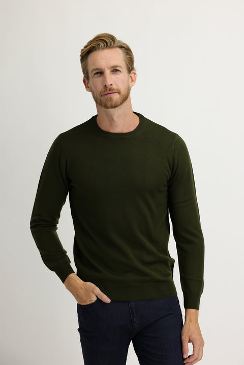 Orta Haki Bisiklet Yaka Regular Fit Triko Kazak