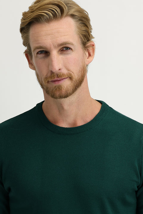 Açık Petrol Bisiklet Yaka Regular Fit Triko Kazak