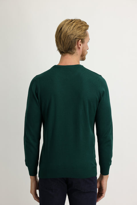 Açık Petrol Bisiklet Yaka Regular Fit Triko Kazak