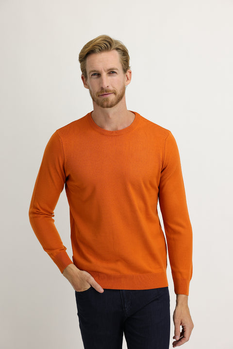 Kiremit Bisiklet Yaka Regular Fit Triko Kazak