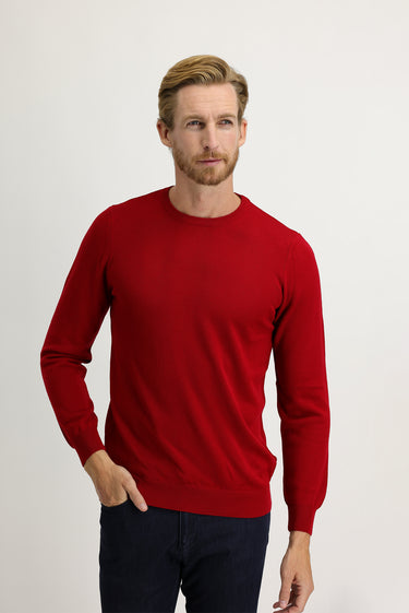 Kırmızı Bisiklet Yaka Regular Fit Triko Kazak