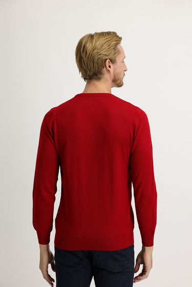 Kırmızı Bisiklet Yaka Regular Fit Triko Kazak