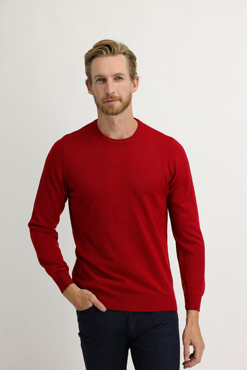 Kırmızı Bisiklet Yaka Slim Fit Dar Kesim Triko Kazak