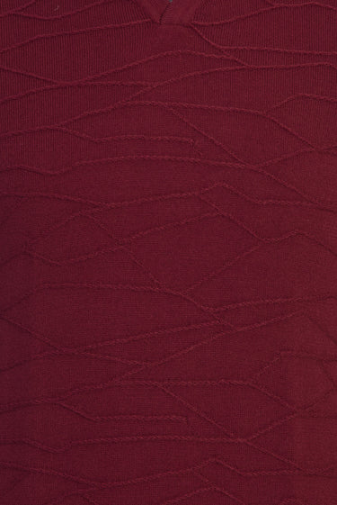  Koyu Bordo Polo Yaka Regular Fit Desenli Triko Kazak