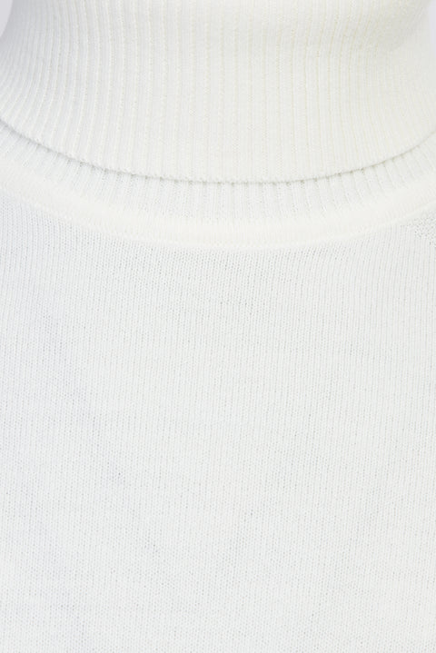 Off-white Turtleneck Slim Fit Narrow Cut Knit Sweater
