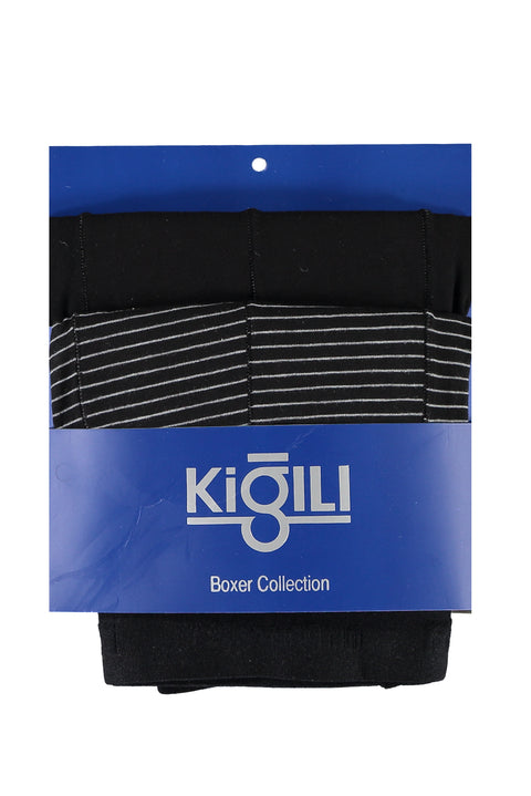 Siyah 2'li Çizgili Süprem Pamuklu Boxer Seti