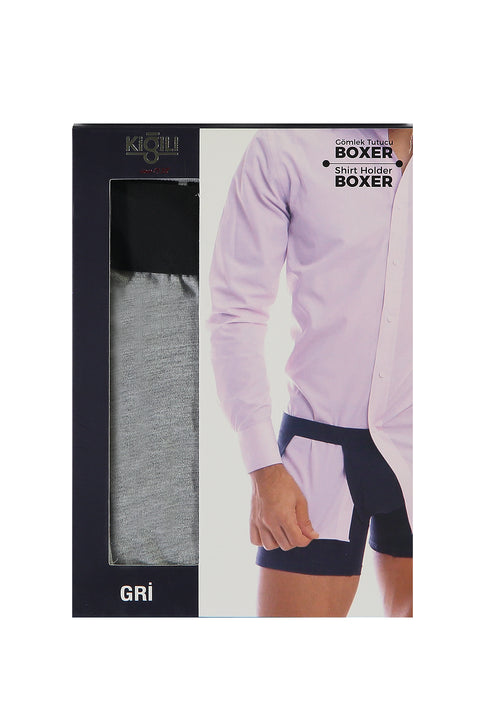 Orta Gri Gömlek Tutucu Boxer