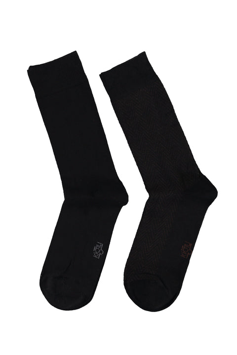 Siyah 2'li Desenli Çorap Seti