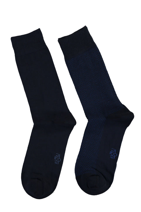 Saks Mavi 2'li Desenli Çorap Seti