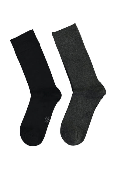 Orta Antrasit 2'li Düz Bambu Çorap Seti
