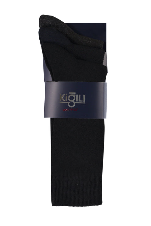 Black 3-Pack Plain Cotton Socks Set