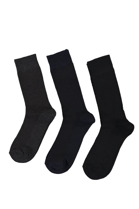 Black 3-Pack Plain Cotton Socks Set