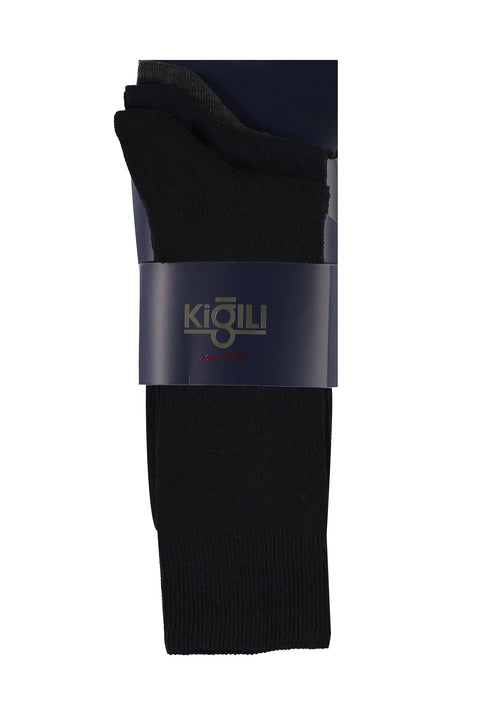 Siyah 3'lü Düz Pamuklu Çorap Seti