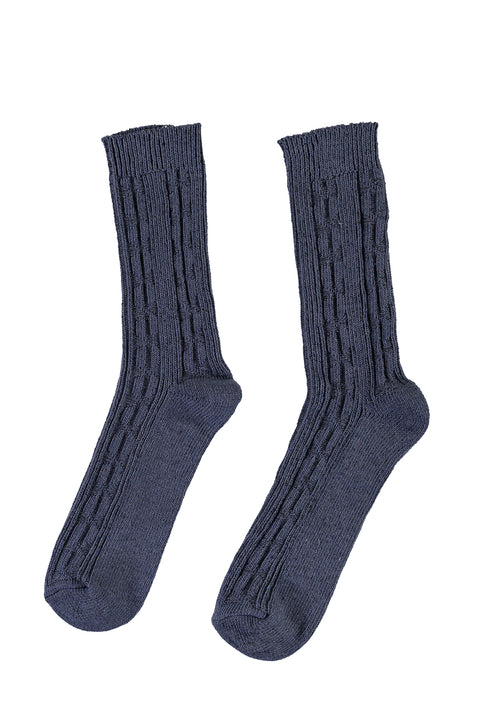 İndigo Desenli Triko Çorap