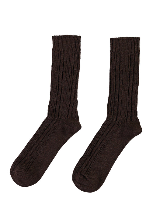 Orta Kahve Desenli Triko Çorap