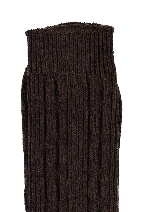 Orta Kahve Desenli Triko Çorap