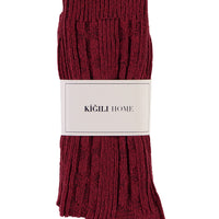 Koyu Bordo Desenli Triko Çorap