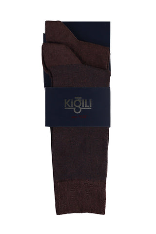  Orta Kahve 2'li Desenli Çorap Seti