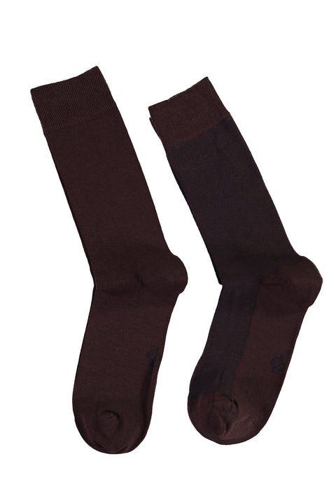 Orta Kahve 2'li Desenli Çorap Seti