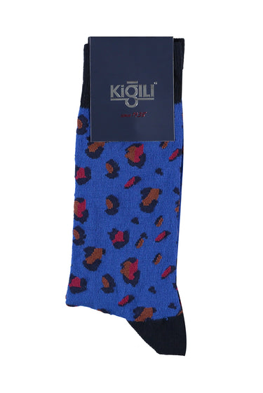 Saks Mavi Desenli Çorap