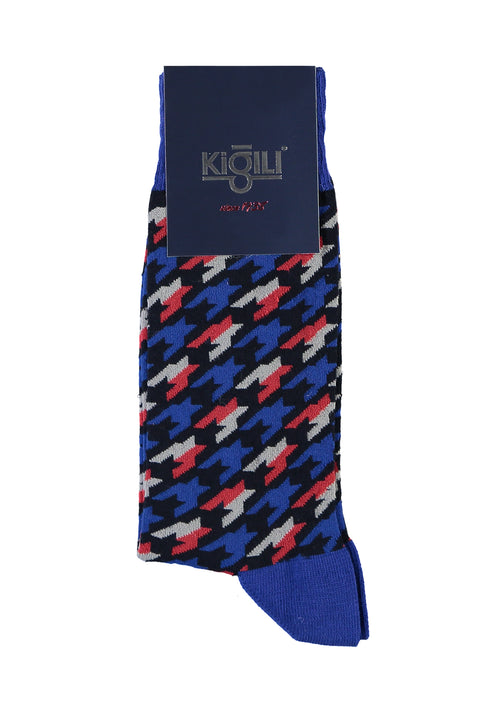 Navy Blue Patterned Socks