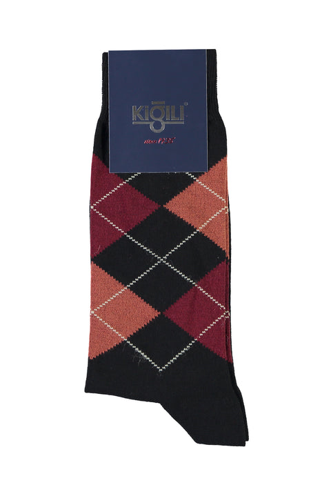 Koyu Siyah Desenli Çorap