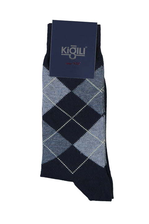 Medium Navy Patterned Socks