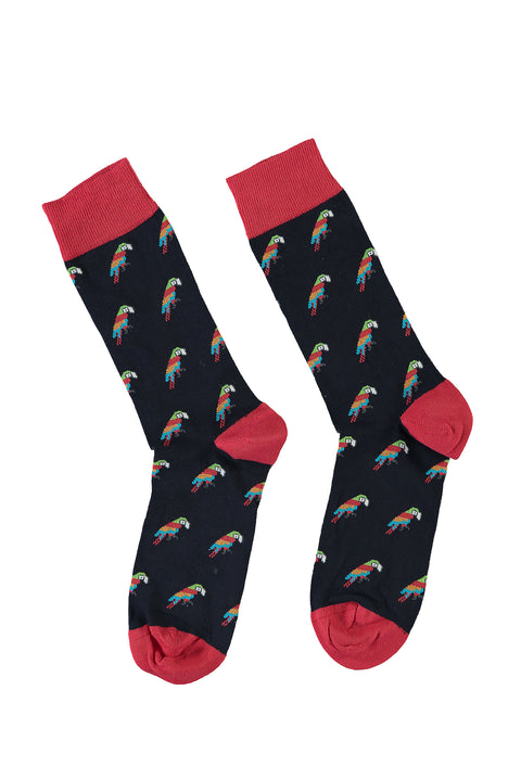 Orta Lacivert Desenli Çorap