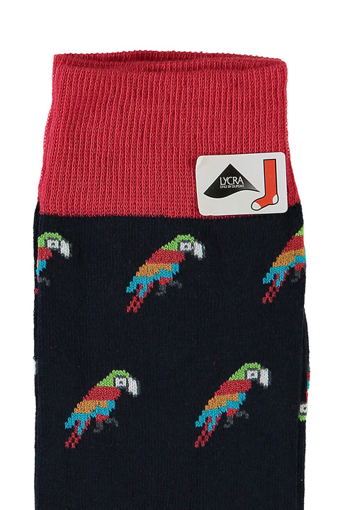 Orta Lacivert Desenli Çorap