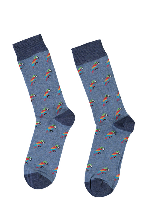 Mavi Pamuklu Desenli Çorap