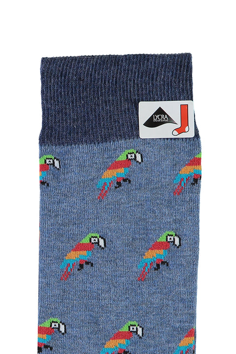 Mavi Pamuklu Desenli Çorap