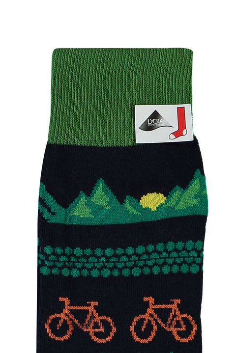 Açık Mavi Pamuklu Desenli Çorap