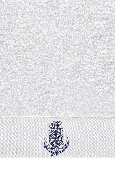 Beyaz Çapa Nakışlı Pamuk Yüz Havlusu (50x90)