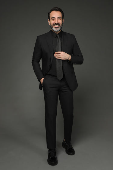 Siyah 7 Drop Slim Fit Dar Kesim Takım Elbise