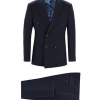 Koyu Lacivert 7 Drop Super Slim Fit Eksra Dar Kesim Fit Kruvaze Takım Elbise
