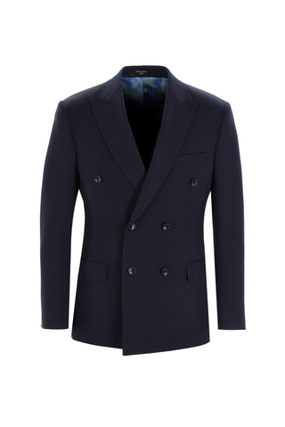  Koyu Lacivert 7 Drop Super Slim Fit Eksra Dar Kesim Kruvaze Takım Elbise
