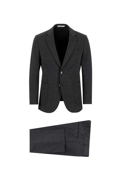 Koyu Antrasit 7 Drop Slim Fit Dar Kesim Takım Elbise