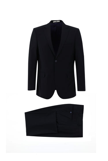 Koyu Lacivert Slim Fit Dar Kesim Klasik Takım Elbise